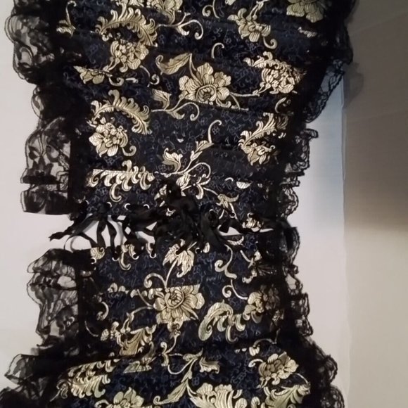 womans corset Chrismas Blue And Gold Style Size 5 K2 - Picture 2 of 4